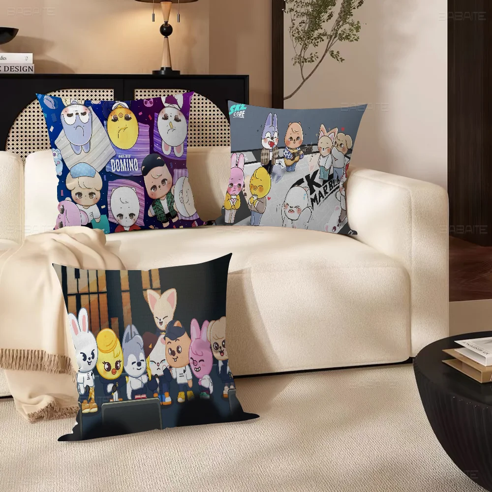Cute S-Skzoos Kpop Stray Kids Cushion Cover Decorative Pillow Sofa Home Decor Case Pillow Cases