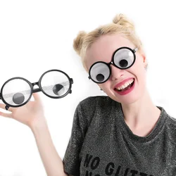 Creative Cute Will Turn The Eyeball Round Frame Glasses Funny Birthday Party Glasses Eyewear Sunglasses Novelty Toys Halloween