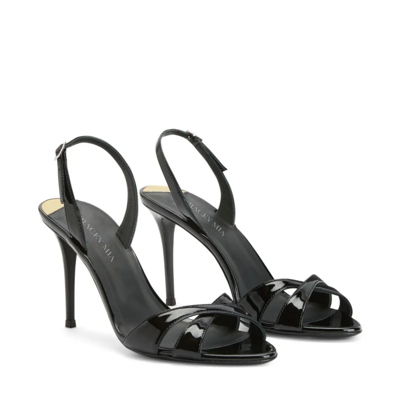 

Новые летние черные женские босоножки на высоком каблуке с острым носком, простые, на тонком каблуке, универсальные, с цельной пряжкой и открытым носком