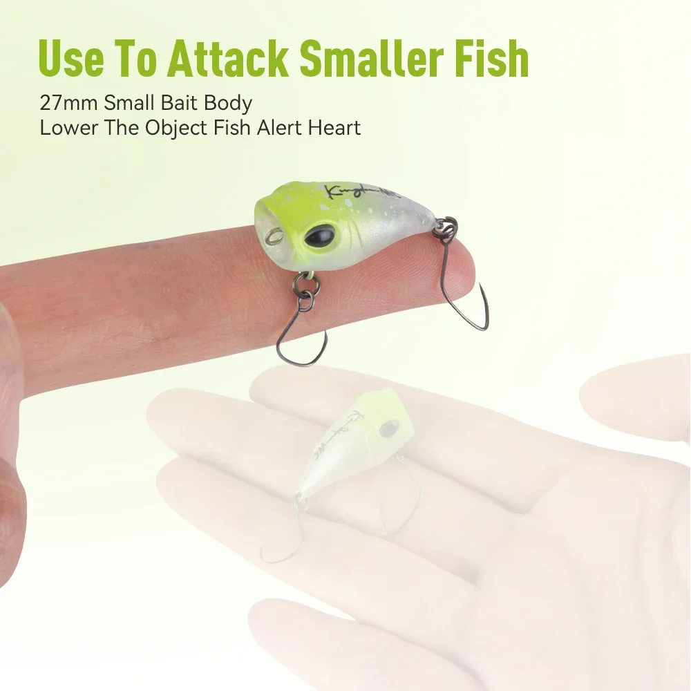 Kingdom Micro Expert Topwater Popper 1.5g 2.2g 27mm 34mm Floating Artificial Fishing Lure Hard Bait Wobblers Stream Trout Bass - view 6