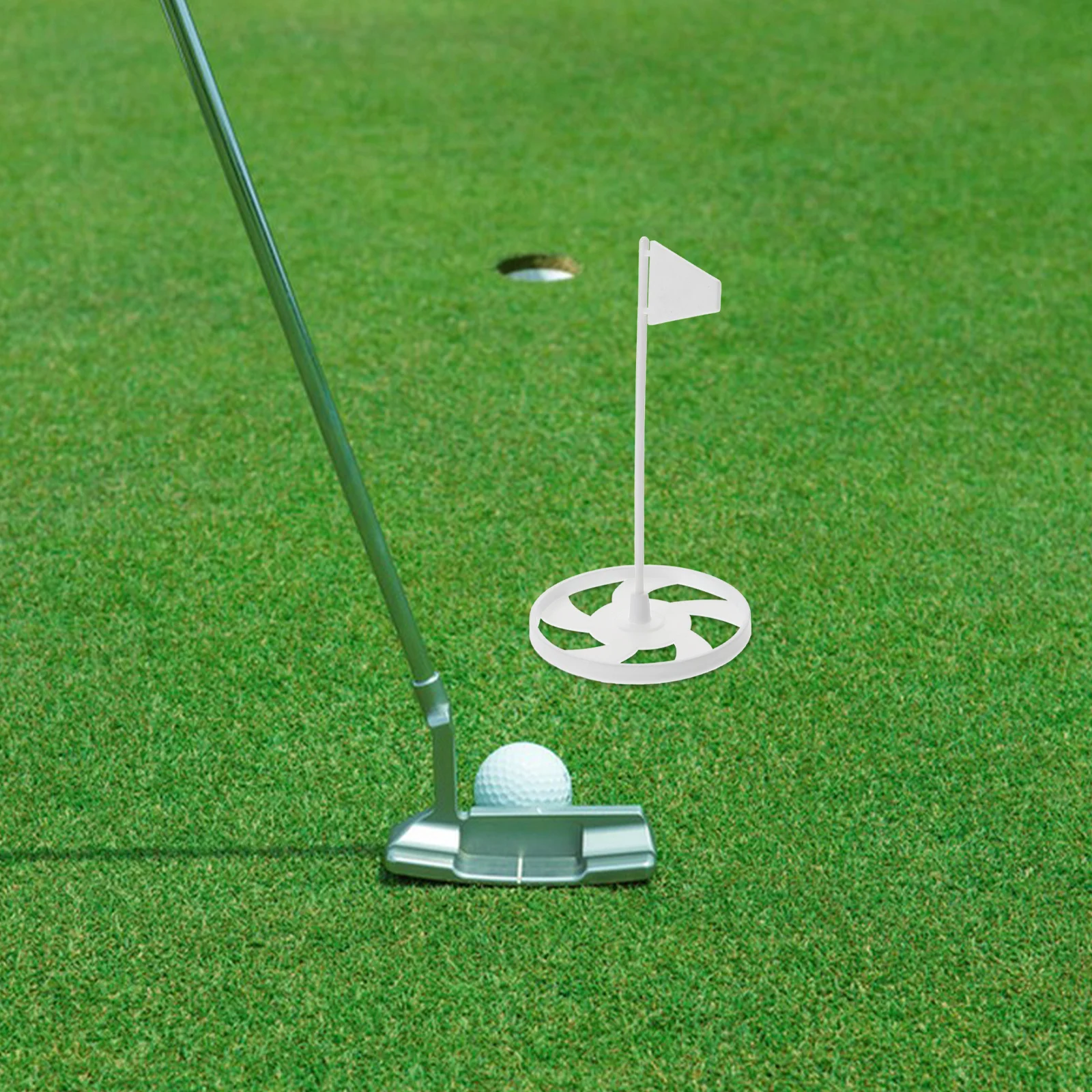 

1 Set Cup With Flag Portable Putting Trainer For Indoor Outdoor Practice Durable Golf Hole Cup Backyard Putting Accessories Golf