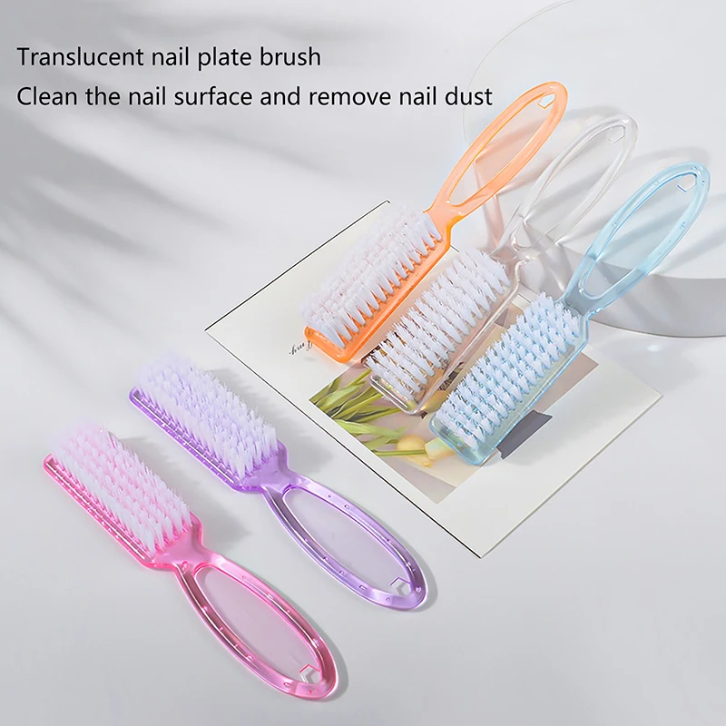 (Ce14)Cleaning Nail Brush Transparent Long Handle Soft Remove Dust Nail Brush Multifunctional Five Color Manicure Pedicure Tool