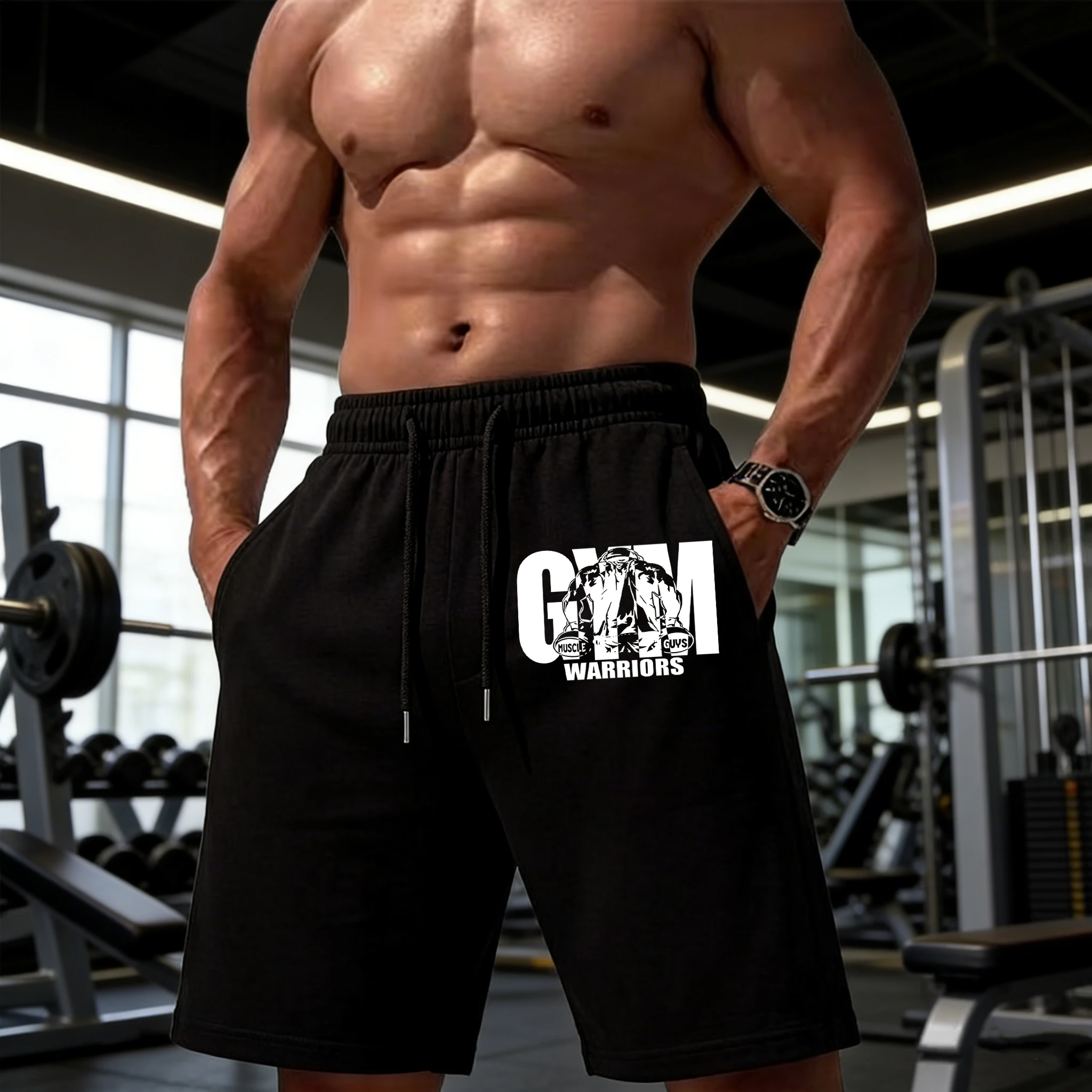 

Мужские черные шорты в стиле хип-хоп с принтом Strong Gym Warriors, размеры S-2XL, простые спортивные штаны для лета, удобные плавки для молодежи