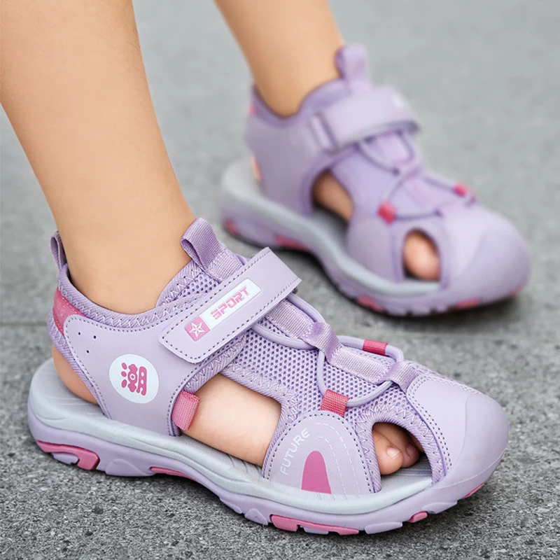 Sandal olahraga Breathable sandal musim panas untuk anak perempuan anak laki-laki kasual pantai nyaman sol lembut sepatu anak-anak Fashion Non-slip Sandalias