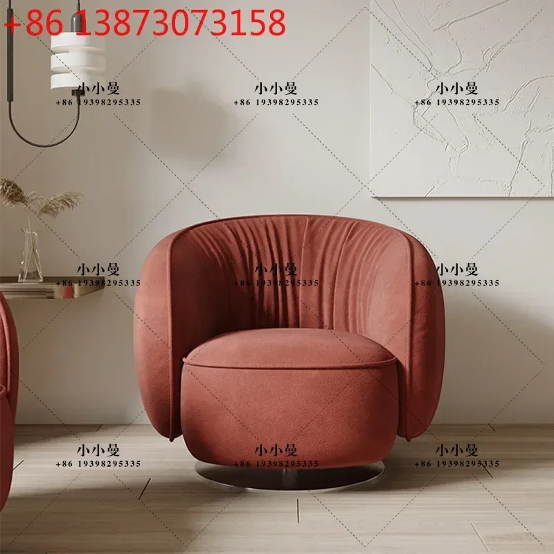 Italian light luxury flannel rotatable living room home hotel villa sofa single chair