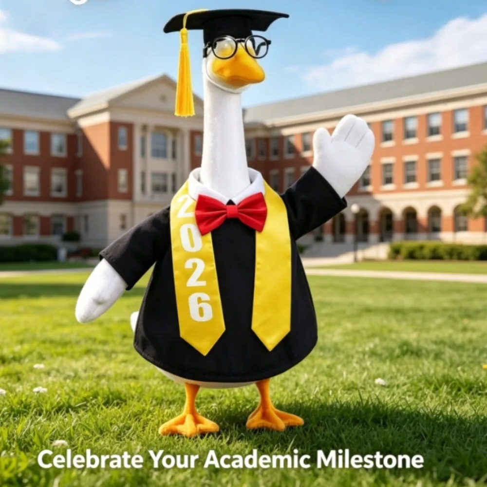 Porch Goose 2026 Graduation Costume Set, Graduation Cap Gown Sash Diploma Outfit for Yard Goose Statue Dress Up Exclude Goose