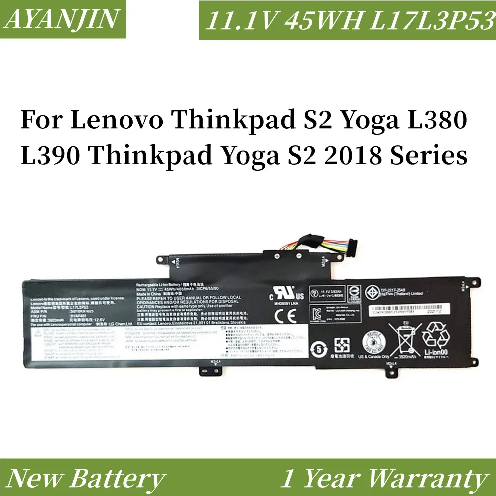 L17L3P53 L17M3P55 L17C3P53 11.1V 45WH Battery For Lenovo Thinkpad S2 Yoga L380 L390 Thinkpad Yoga S2 2018 Series 01AV481 01AV483