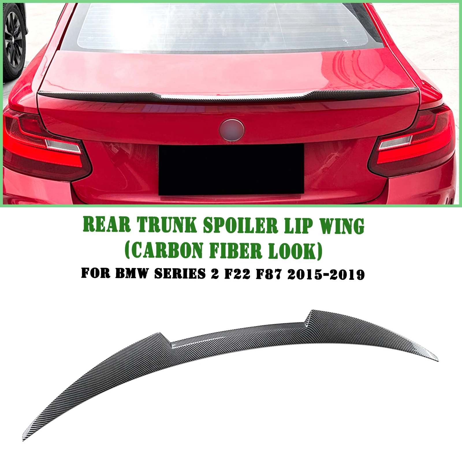 

M4 Style Rear Trunk Lid Spoiler Wing For BMW 2 Series F22 F87 M2 2015-2019 220i 228i 230i M235i Coupe 2-Door Tail Splitter Lip