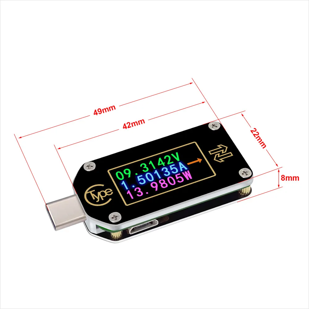 TC66/TC66C Digital Multimeter Voltmeter Ammeter with Type C and PD Triggers 2 Modes USB Battery Charging Tester