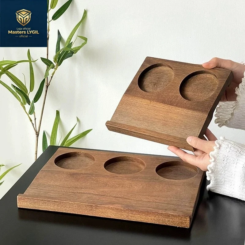

2026New Retro Solid Wood Coffee Tasting Flight Tray Farmhouse Drink Platter for Breakfast Meal Drinks Coffee Table Appetizers