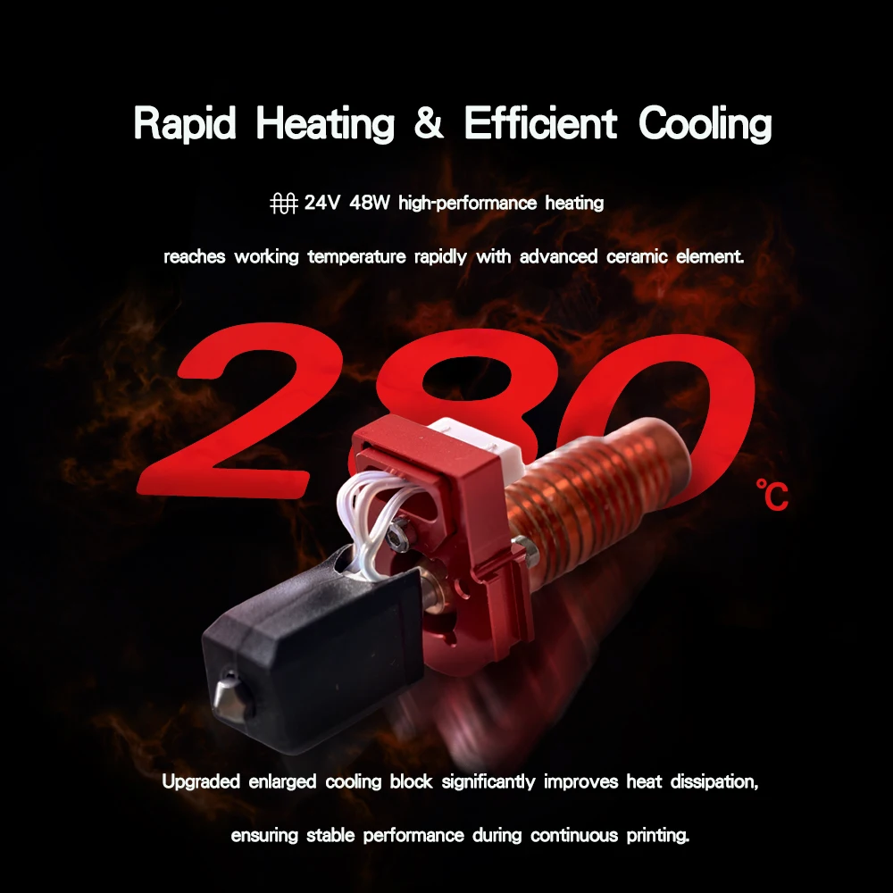 最新のアップグレードされたホットエンドキット、Flashforge Adventurer 5M/5M Pro ホットエンド AD5M ノズルキット セラミック加熱ブロック & 硬質鋼ノズル