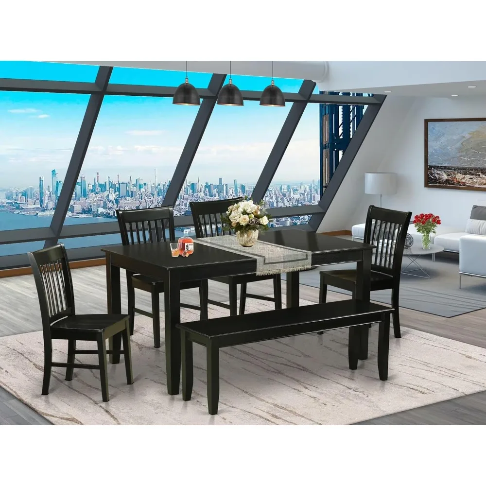 

6 Piece Kitchen Table & Chairs Set Contains A Rectangle Dining Table and 4 Dining Room Chairs with A, Customized