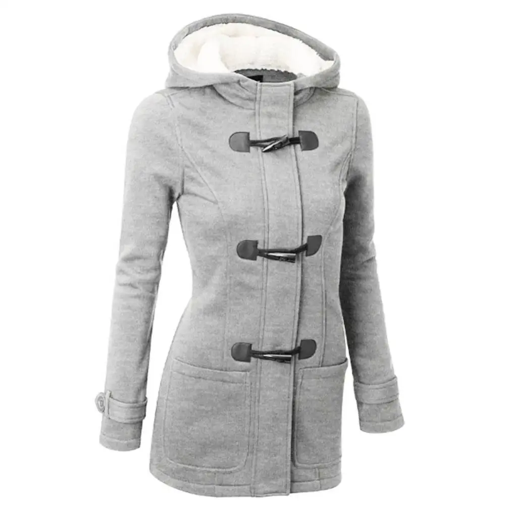 Casual Women Trench Coat Autumn Zipper Hooded Coat Female Long Trench Coat Horn Button Outwear Ladies