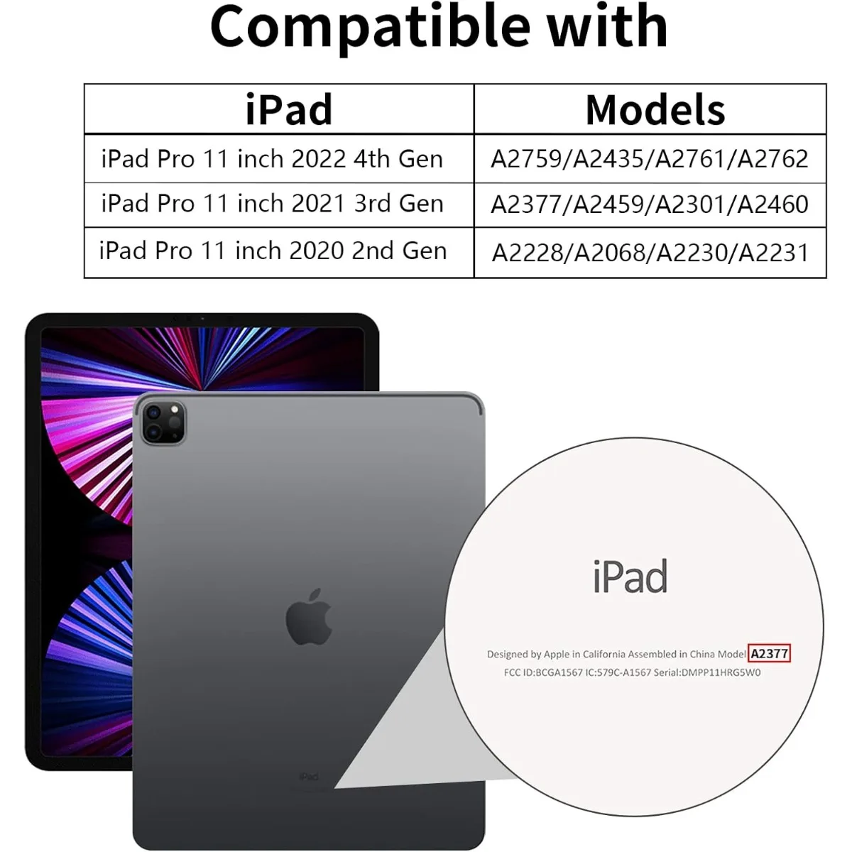 Capa para iPad Pro 11 polegadas 4a / 3a / 2a geração com porta-lápis, para iPad 11 Pro Case 2022/2021/2020, capa para tablet com iPad Pro11