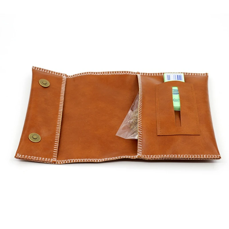 Tobacco Pouch Case Bag PU Leather Pipe Cigarette Holder Smoking Paper Holder Case Wallet Bag Portable Tobacco Storage Bag