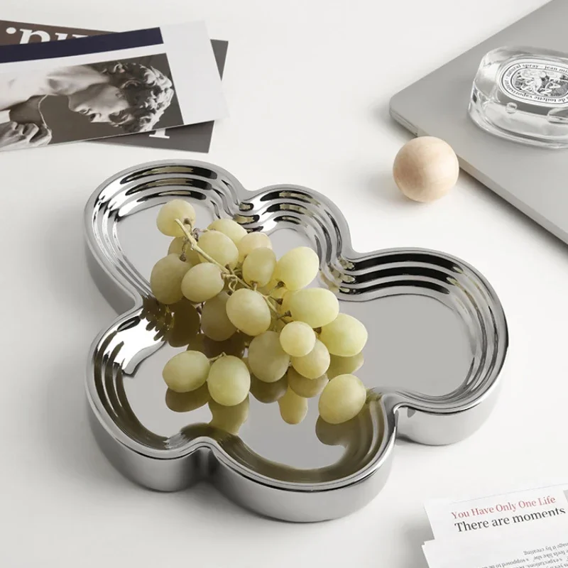 

Light Luxury Electroplating Fruit Tray Creative Jewelry Storage Tray Household Decorative Tray Ornaments Ceramic Decorative Dish