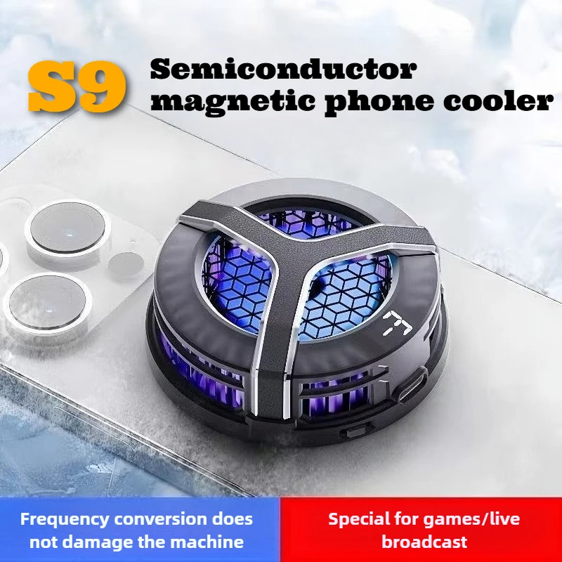 

S9 Mobile Phone Semiconductor Cooling Radiator Magnetic Refrigeration PUBG Game Cooler for IOS Android Universal Cool Heat Sink