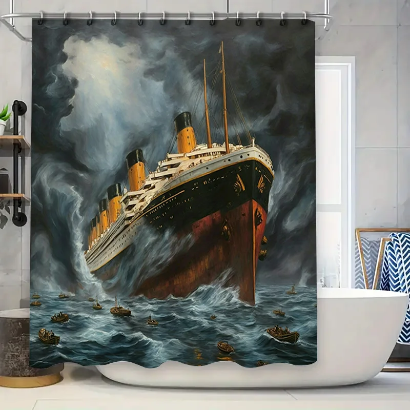 Luxury Titanic Ship Printed Shower Curtain Waterproof Home Decor Bathroom Decoration Wall Hanging Plastic Rod Pocket Curtains fo
