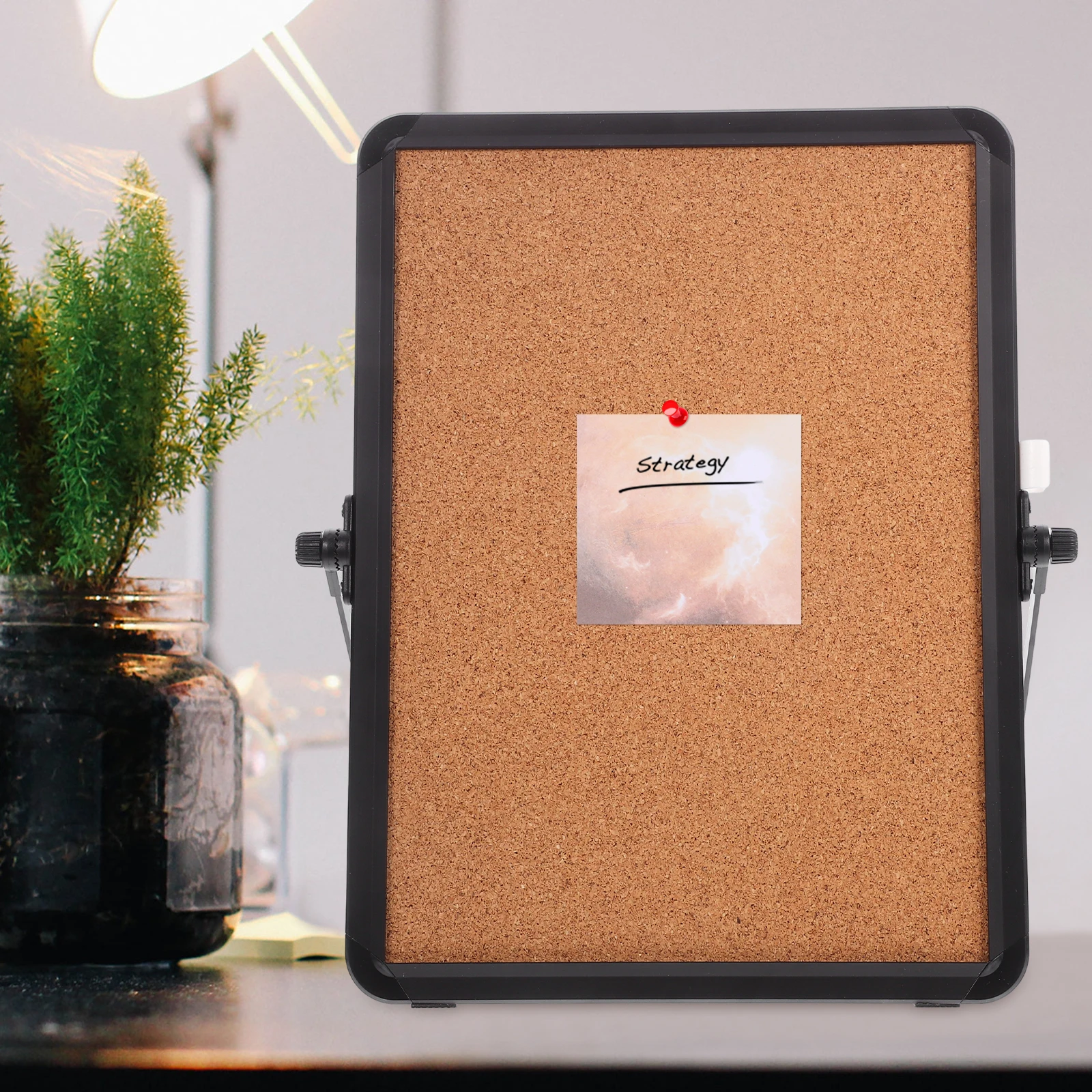 Rotating Cork Board for Office Desk Natural Bulletin Board for Notes Messages Photos Functional Desktop Decoration Solution