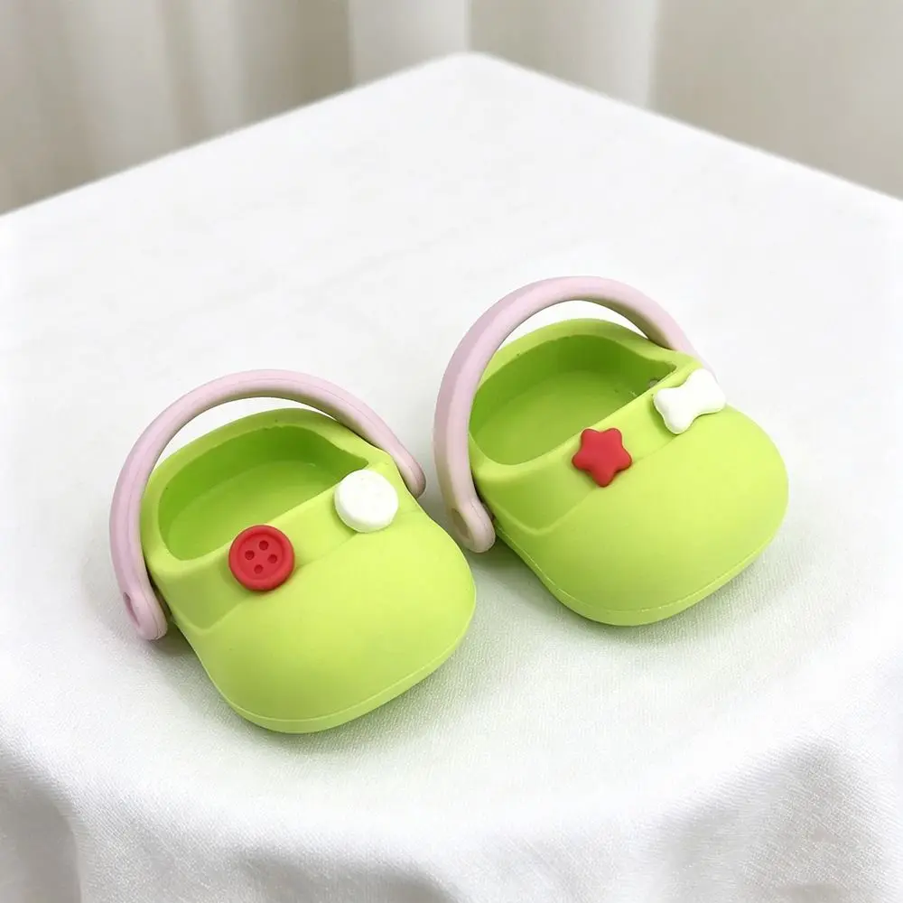 1 Pair Round Toe Doll Big Head Shoe Mini Simulation Silicone Mini Slippers Cartoon Cute Cotton Doll Slippers Kids Gift