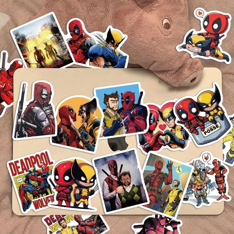 50PCS Marvel Deadpool and Wolverine Notebook Mobile Phone Case Notebook S Water Cup Luggage Guitar Waterproof Sticker Wholesale