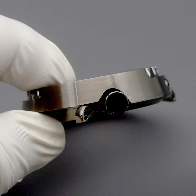 Arma cor atunas caixa de relógio enlatada com cor cinza caber nh34 nh35 nh36 peças relógio aço inoxidável cúpula cristal safira