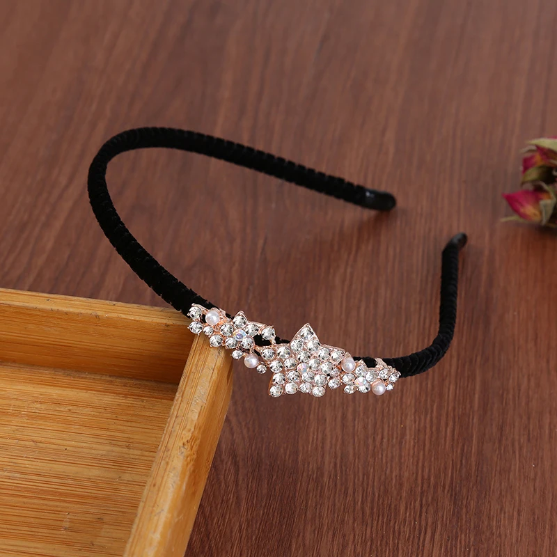 Fashion Rose Gold Rhinestone HairBand Simple Bow Hair Hoops Banquet Princess Tiara For Women Girls HeadBands Accessories Gift