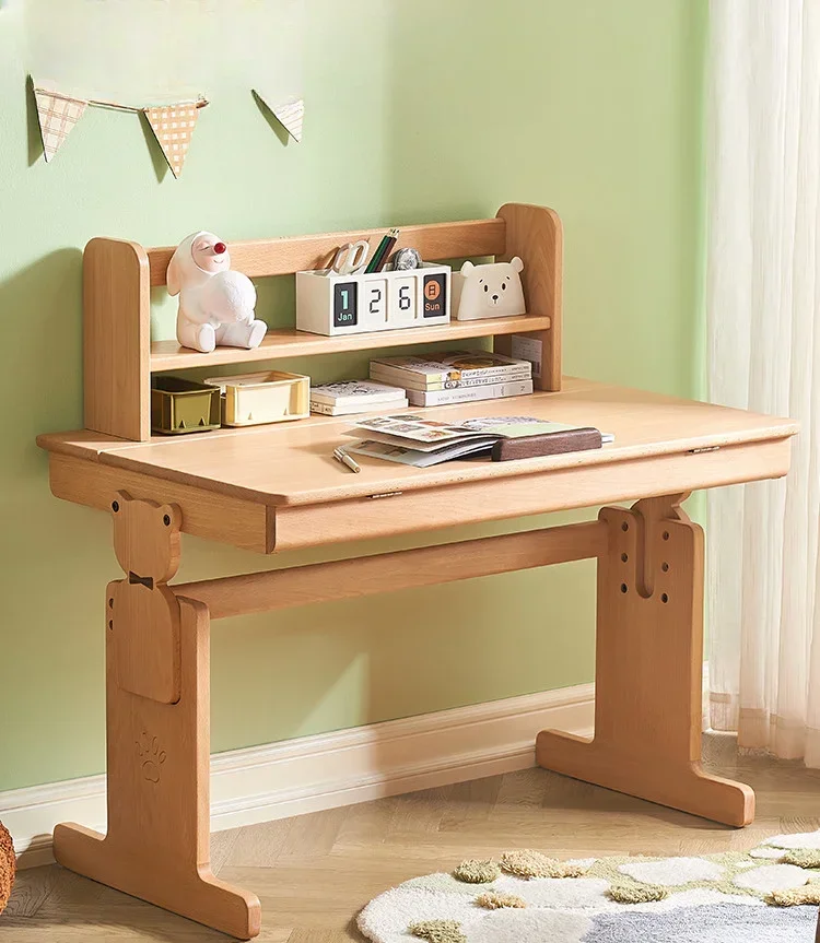 

Детский учебный стол из массива дерева для начальной школы, регулируемый по высоте, для детской комнаты, письменный стол