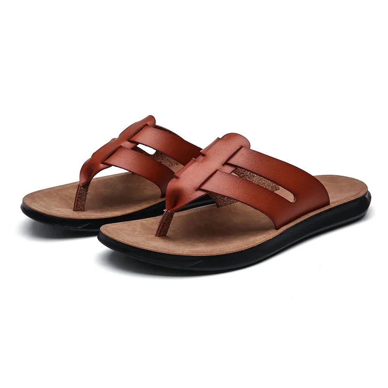 Mens Flip Flops Artificial Leather Slippers Beach Shoes Summer Casual Chanclas Hombre Infradito Uomo Japonki Sales Promotion