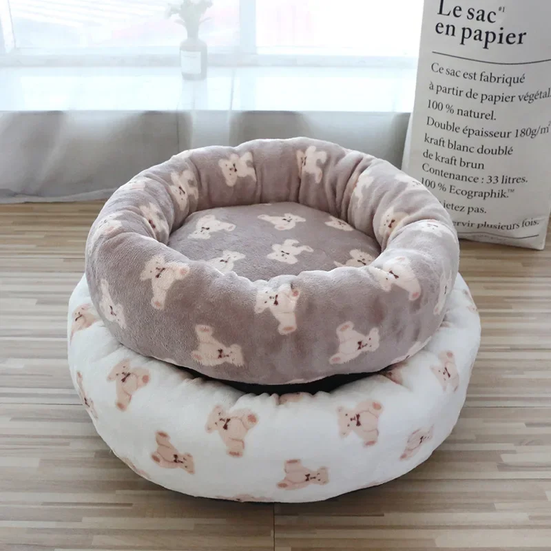 Pet Sofa Bed Dog Cat Nest Donut Washable Round Plush Nest Soft Comfortable Cushion Mat Winter Warm Puppy Kitten Calming Beds