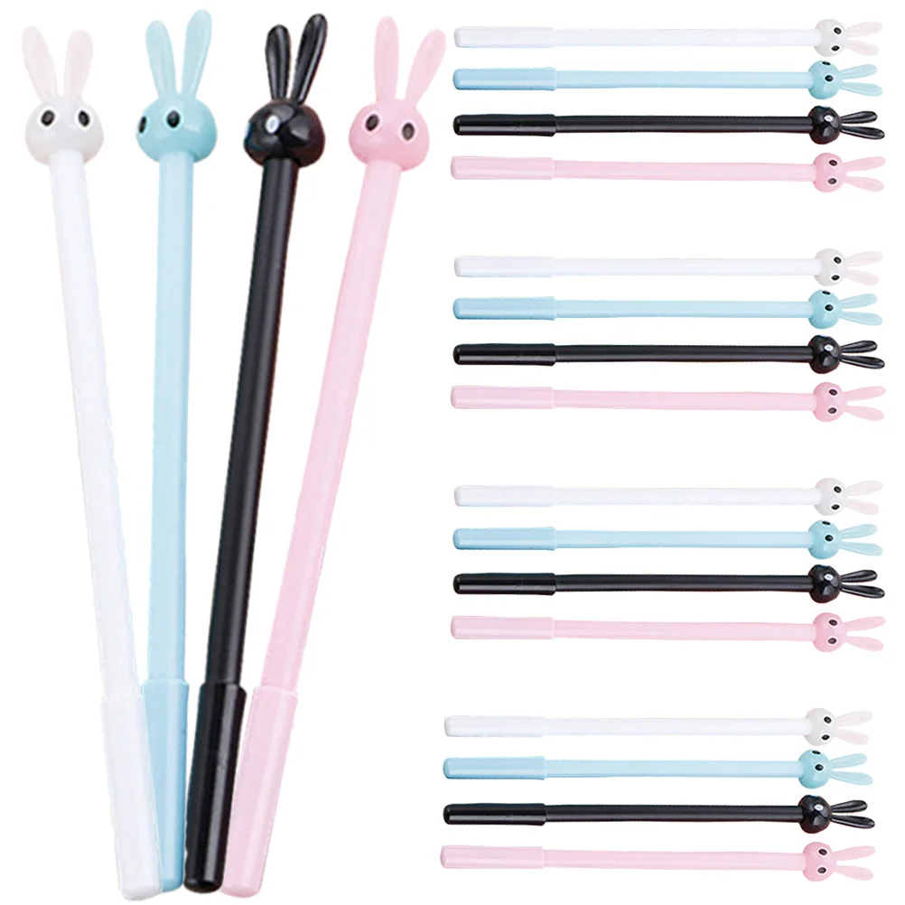 

24 шт. гелевые ручки с длинными ушками и рисунком кролика, чернильные ручки, гладкие письменные принадлежности для студентов, школьные принадлежности, инструменты