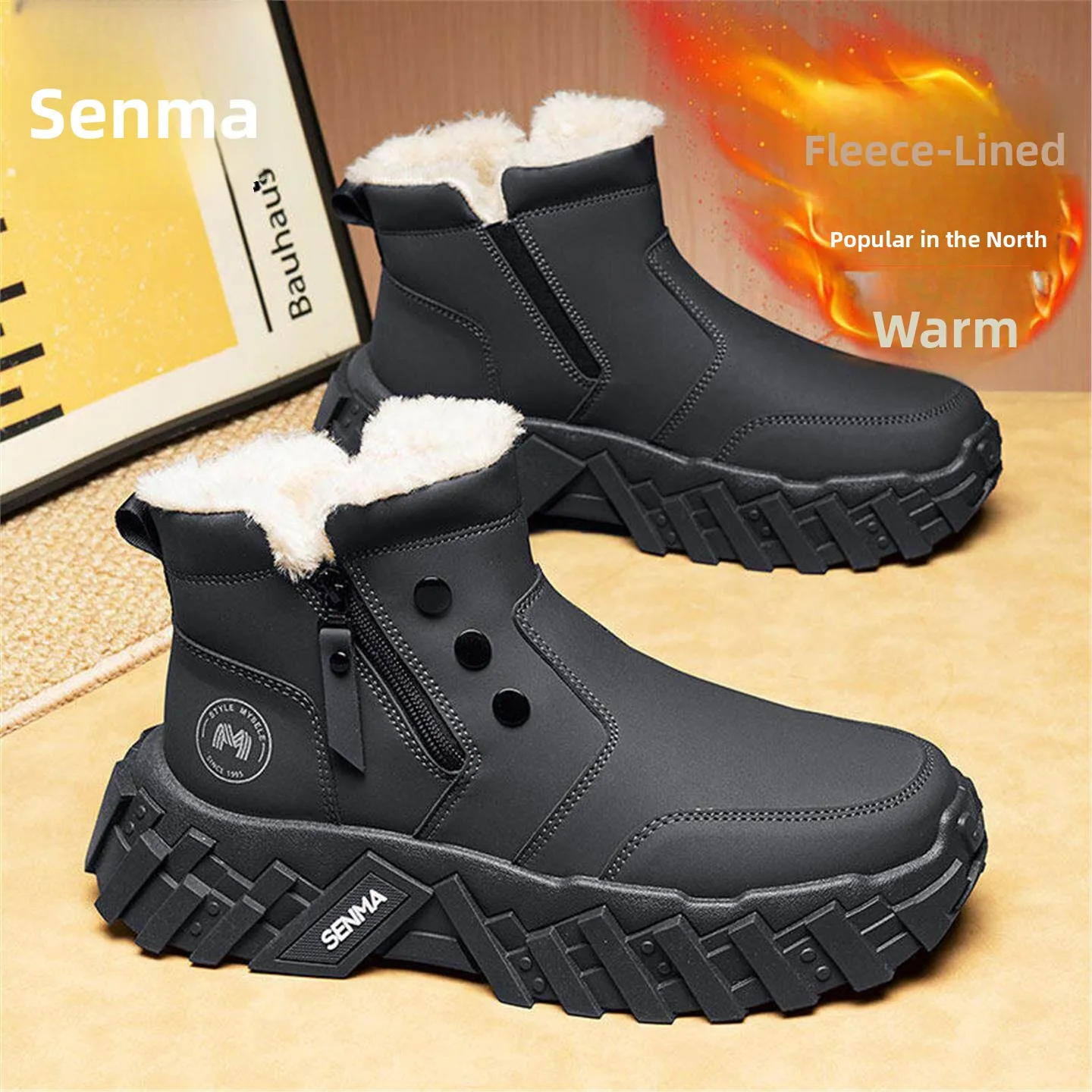 bottes-de-sport-montantes-pour-hommes-doublees-polaire-epaisses-et-chaudes-anti-froid-pour-l'hiver-style-decontracte-pour-jeunes-en-coton-epais-pour-le-nord-est