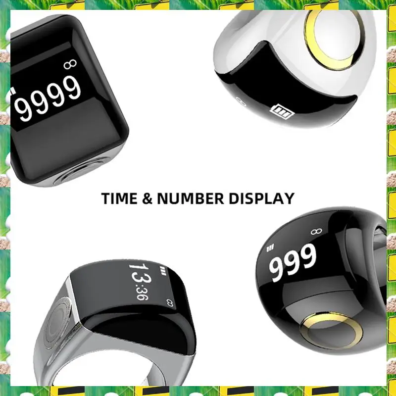 3C Electron Zinc Alloy Smart Ring With Charging Box Waterproof Digital Counter APP Controlled Display 5 Prayer Time Reminders Bl