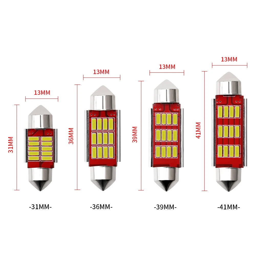 2/10pcs Car LED Reading Bulb 31mm 36mm 39mm 41mm C5W C10W Super Bright 4014 SMD Canbus Error Free Auto Interior Doom Lamp