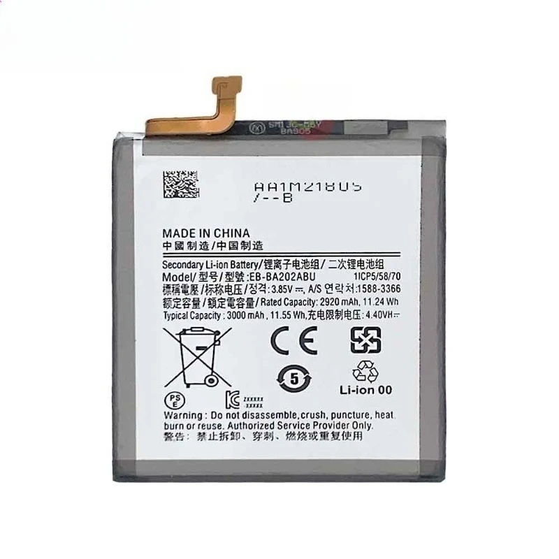 삼성 갤럭시 A20E/A202/A10E/A102용 EB-BA202ABU 3000mAh 3.8V 휴대폰 배터리