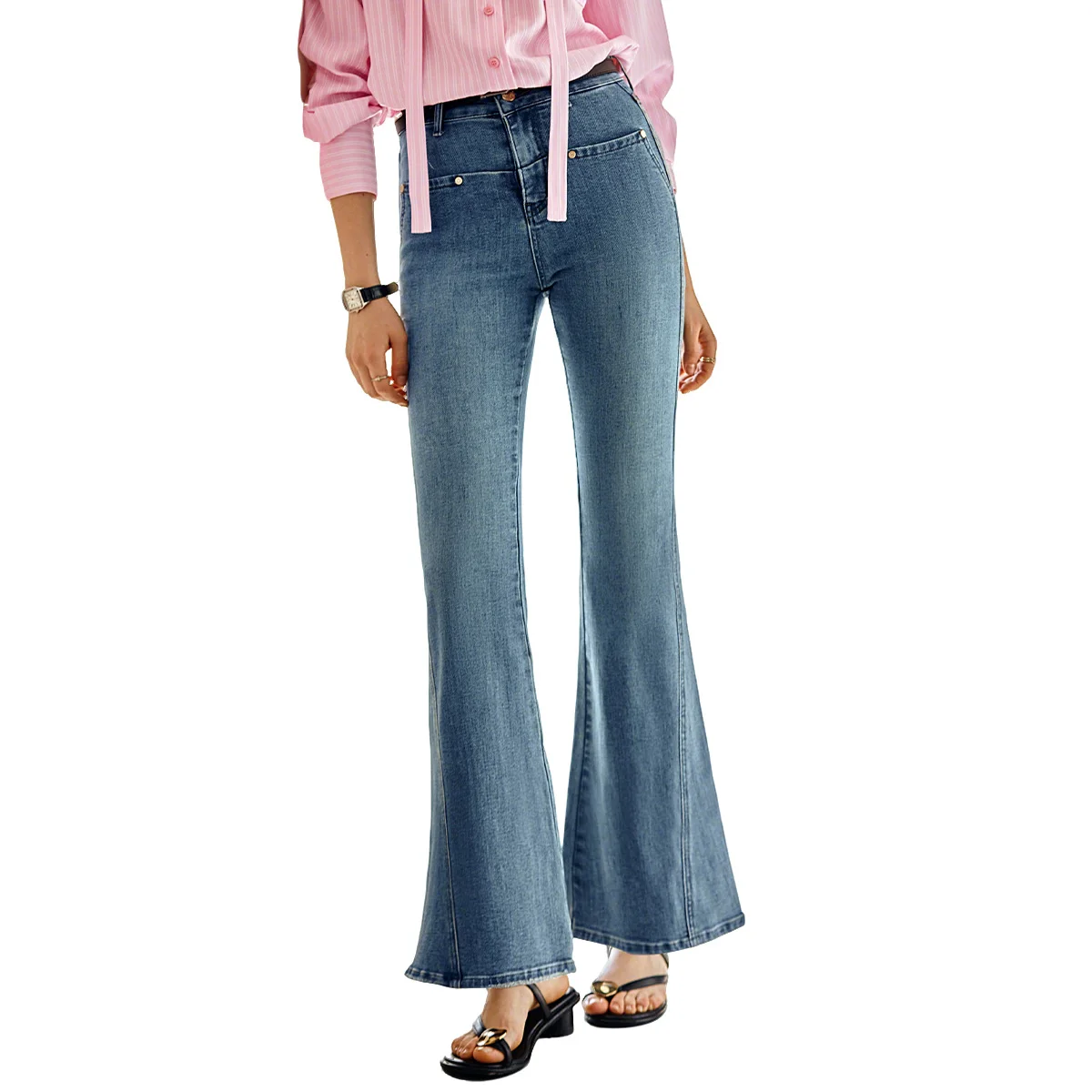 جينز OLrain أنيق متوهج للنساء 2025 سروال دينم عالي الخصر بقصة ضيقة للتنقل بنطلون طويل ملابس نسائية N57CA96689 #6