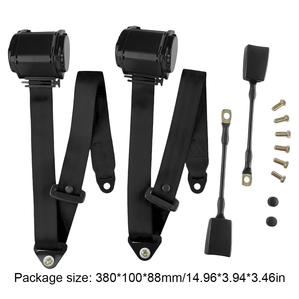 2Pcs Automatic Seat Belt Three-Point Retractable Adjustable Belts Automatic Telescopic Safety Belt for Minivan Pickup and Truck