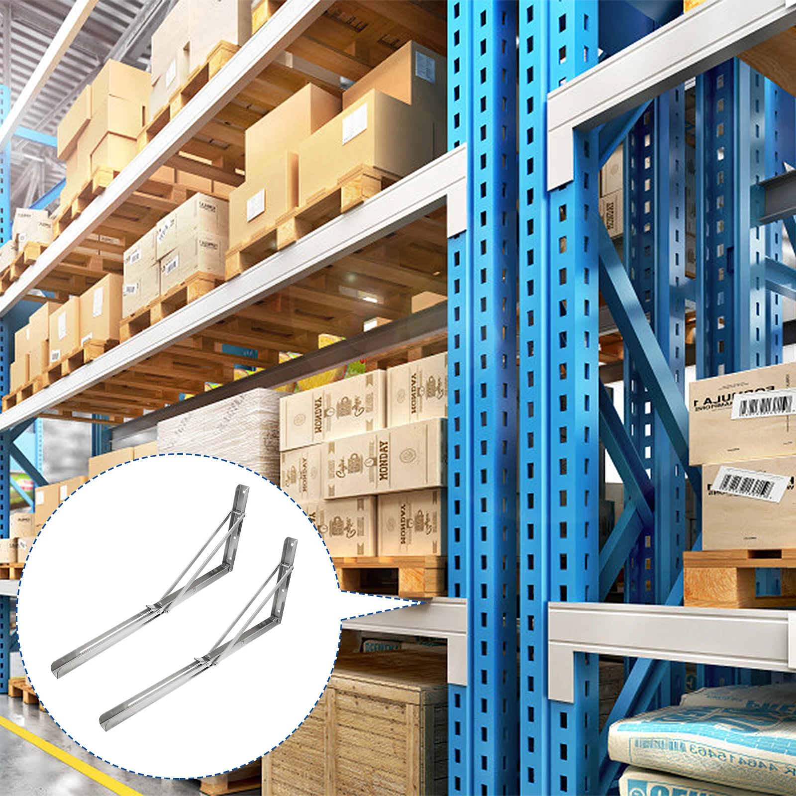 

2Pcs Stainless Triangle Brackets Foldable Shelf Support Collapsible Desk Wall Mount Heavy Folding Shelf Brackets Duty