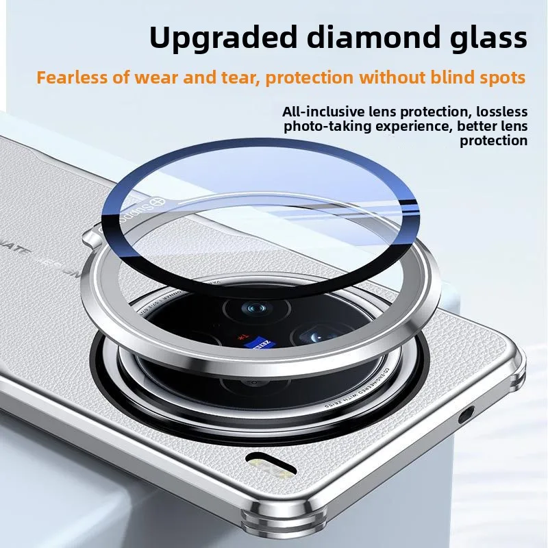 Etui VIVO X300 Pro Luksusowe Skórzane z Ochroną Obiektywu i Podpórką, Tylna Obudowa do Vivo X 300, Odporne na Wstrząsy, Przyjemne w Dotyku, Funda — zdjęcie produktu 4
