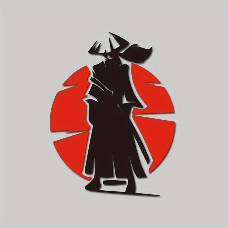

1pc Samurai Silhouette Car Sticker - Japanese Warrior & Red Sun Design Decals for Cars, Laptops & JDM Enthusiasts' Decor