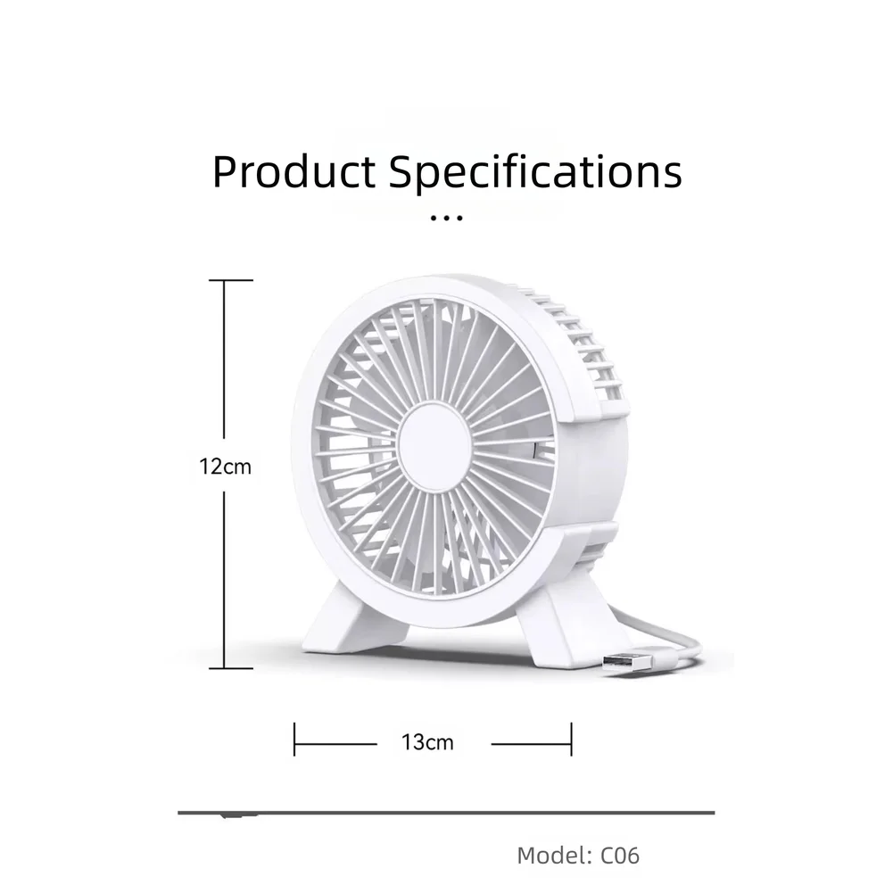 USB Powered Mini Desk Fan with Low Noise Portable and Compact Design with Stable Base Suitable for Office Dormitory or PC Use