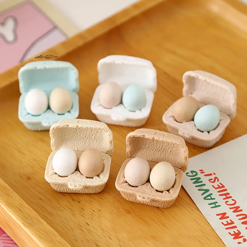 

3 Boxes 1/12 Dollhouse Mini Eggs with TrayKitchen Simulation Accessories Miniature Model Toys for Decor