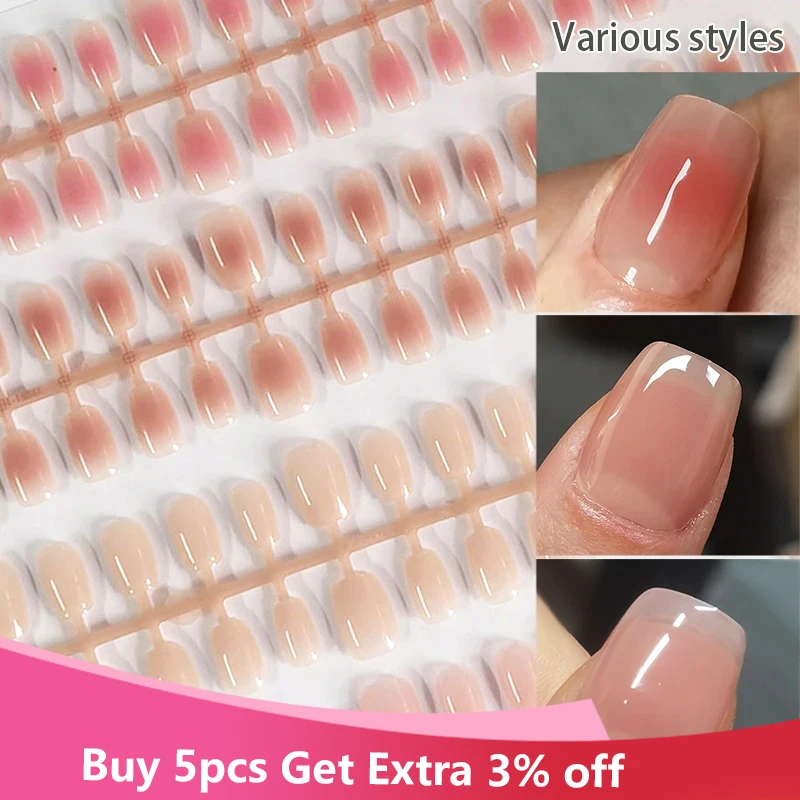 Xs + S + M Maat Gradiënt Korte Balletnagels Set 30 Stuks Eenvoudige Nude Kleur Valse Nagels Kist Nep Nageldruk Op Nagels Volledige Dekking Nagel