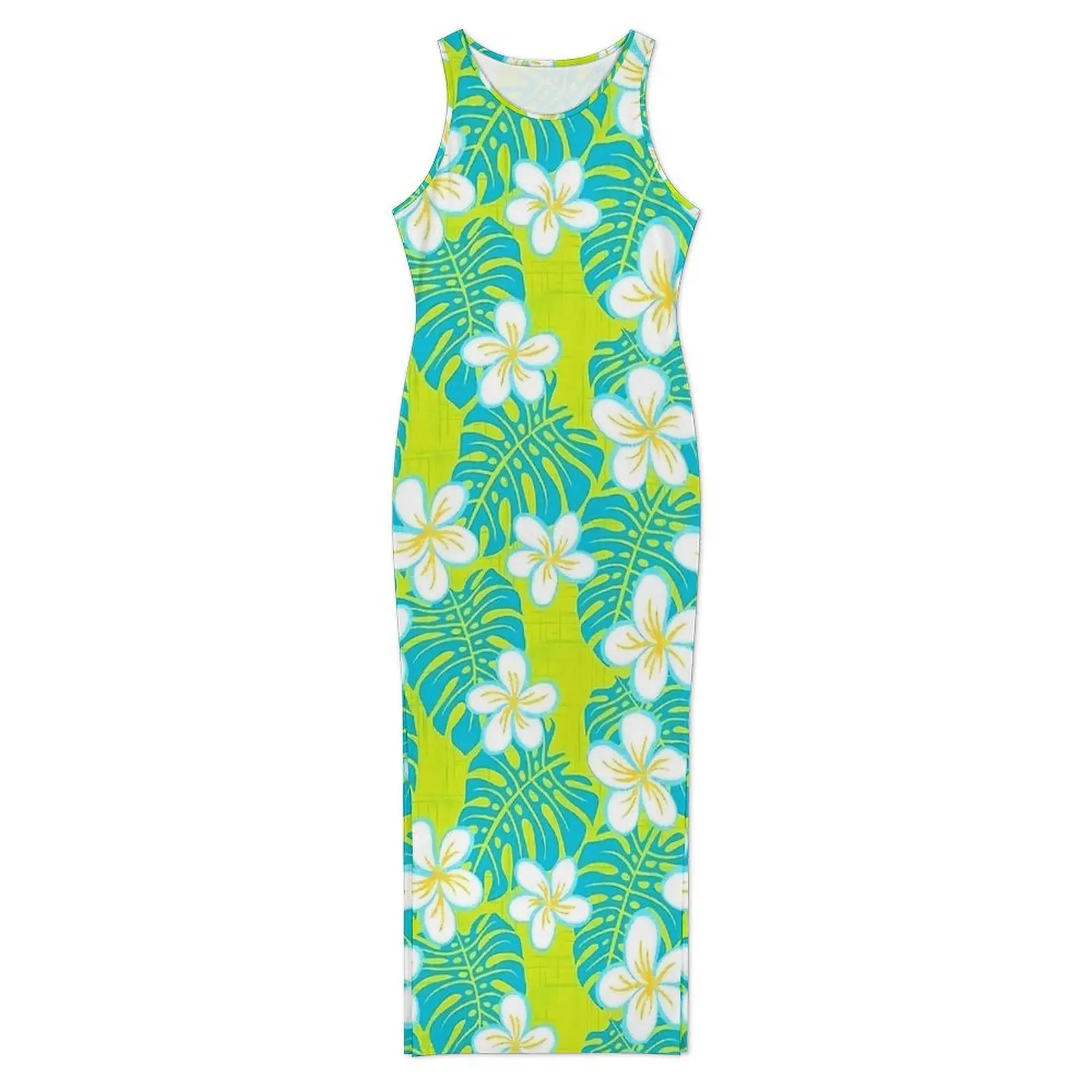 Vestido Floral Tropical hawaiano para mujer, ropa de calle, vestido ajustado, vestidos largos Retro sin mangas de verano, ropa gráfica de gran tamaño
