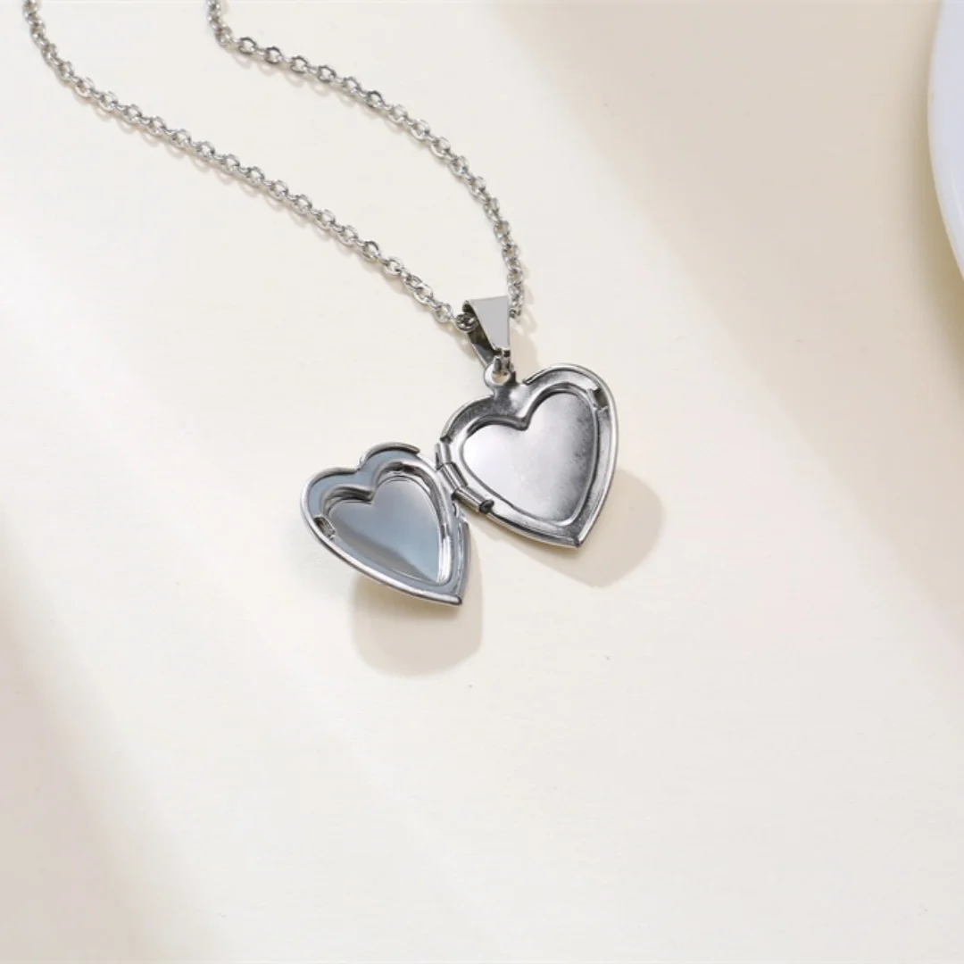 Herz-Anhänger, zu öffnender Fotorahmen, Edelstahl, Schmuck, Halsketten für Frauen, Familie, Liebe, Freundin, Valentinstag, Geschenk – Detail 15