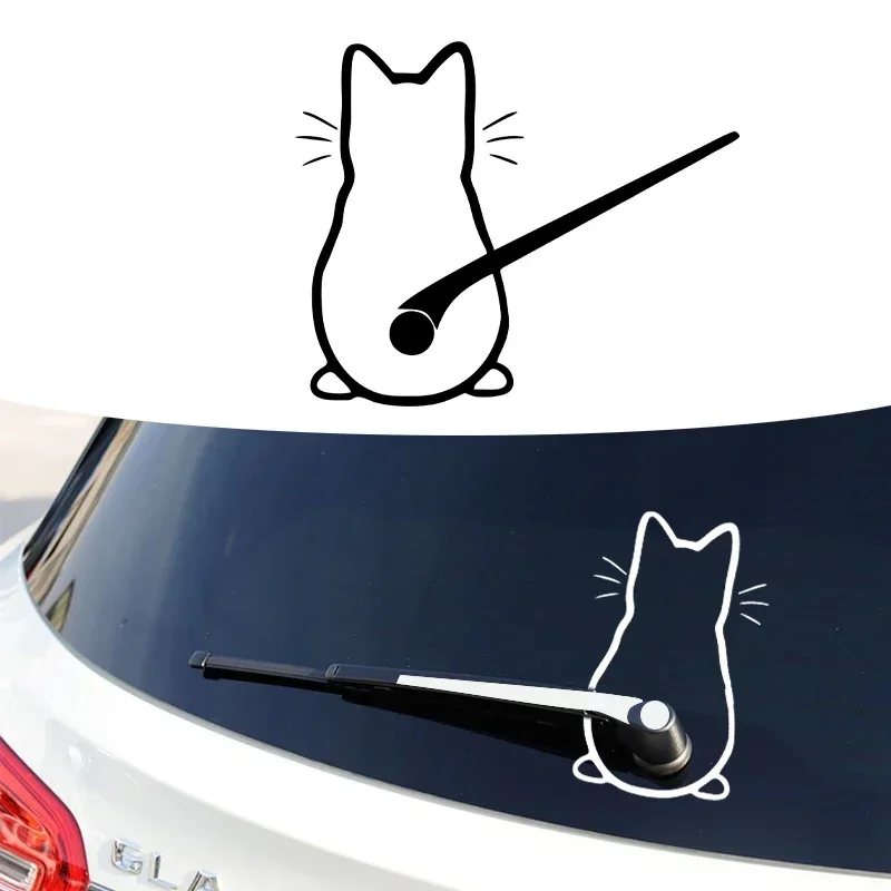 Funny Moving Cat Tail Stickers Art Design Car Rear Window Vinyl Declas Creative Vehicle Windshield Cute Animal Decoration