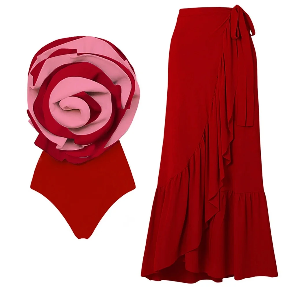 جديد قطعة واحدة ملابس السباحة للنساء مع تنورة ثوب السباحة Monokini الشاطئ ارتداءها ملابس الشاطئ #4