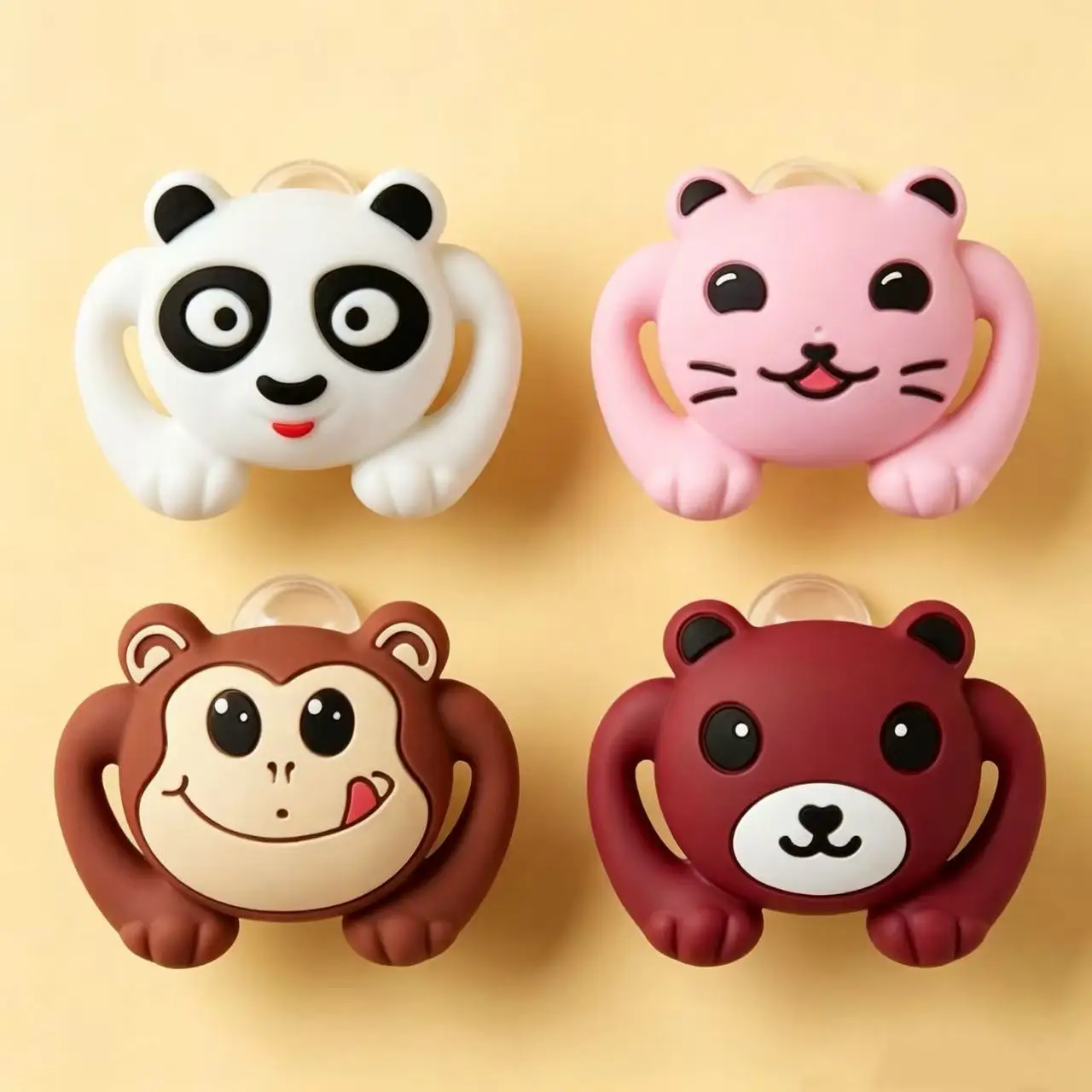 4pcs/pack Baby Animal Soothing Pacifiers with Thumb Nipple, Full Silicone Pacifier Soother, Ideal Gift for New Parents