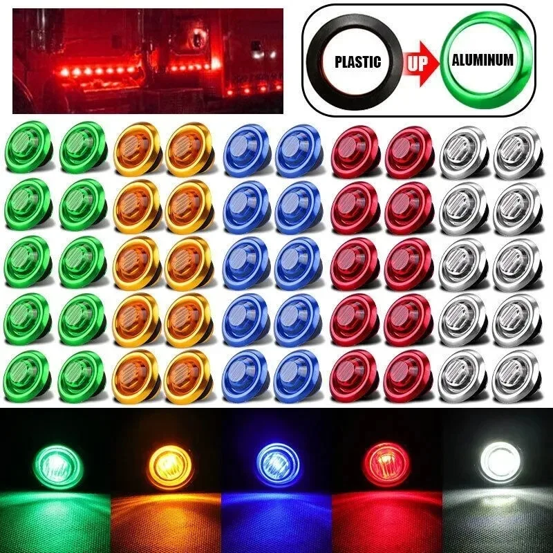 3/4 Inch for Truck Trailer Boat Round LED Side Marker Lights Clearance Front Rear Signal Lamp Indicators Light Wat for 10PCS
