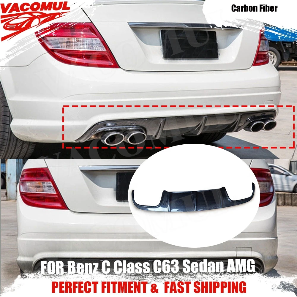 

VACOMUL For W204 Carbon Fiber Rear Bumper Diffuser Lip Spoiler for Mercedes Benz C Class C63 Sedan AMG 2008 - 2011 Rear Diffuser